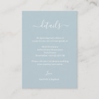 Dusty Blue Gray and White Wedding Hotel - Details