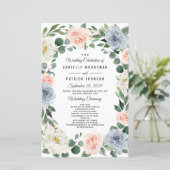 Dusty Blue Gray Blush Pink Peach Hochzeitsprogramm (Stehend Vorderseite)