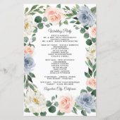 Dusty Blue Gray Blush Pink Peach Hochzeitsprogramm (Rückseite)