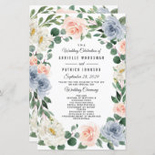 Dusty Blue Gray Blush Pink Peach Hochzeitsprogramm (Vorne/Hinten)