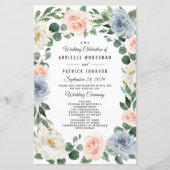 Dusty Blue Gray Blush Pink Peach Hochzeitsprogramm (Vorderseite)