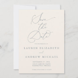 Dusty Blue Gray & Cream Save the Date Minimalistis Einladung