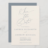 Dusty Blue Gray & Cream Save the Date Minimalistis Einladung (Vorne/Hinten)