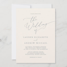 Dusty Blue Gray & Cream Wedding Einladung