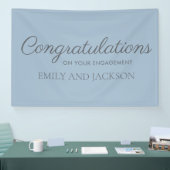 Dusty Blue Gray Elegante Script-Verlobung Banner (Messe)