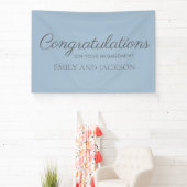 Dusty Blue Gray Elegante Script-Verlobung Banner (InSitu)