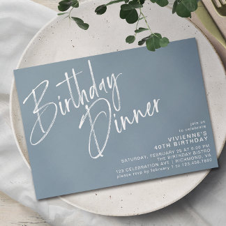 Dusty Blue Gray | Elegantes Script zum Geburtstags Einladung