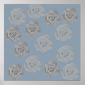 Dusty Blue Gray Floral Gray Dark Elegant Klasse Poster (Vorne)
