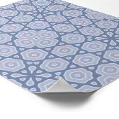 Dusty Blue & Gray Geometric Mandala Pattern Square Poster (Ecke)