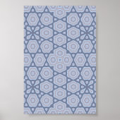 Dusty Blue & Gray Geometric Mandala Pattern Square Poster (Vorne)