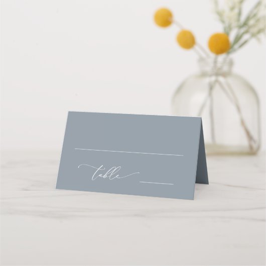 Dusty Blue Gray Minimalistisch 4 Wedding Tischnumm Platzkarte (Vorderseite)