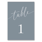 Dusty Blue Gray Minimalistisch Tischnummer (Rückseite)