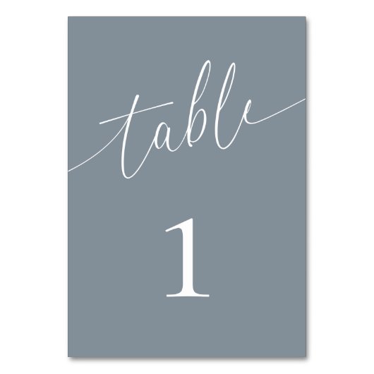 Dusty Blue Gray Minimalistisch Tischnummer (Vorderseite)