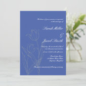 Dusty Blue & Gray Minimalistisch Tulip Wedding Einladung (Stehend Vorderseite)