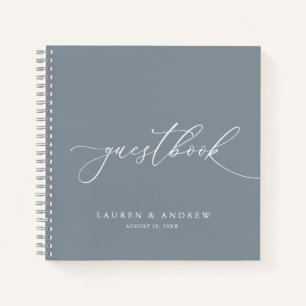 Dusty Blue Gray Minimalistisch Wedding Guestbook Notizblock