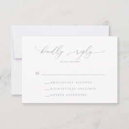 Dusty Blue Gray Minimalistisch Wedding RSVP Card Karte