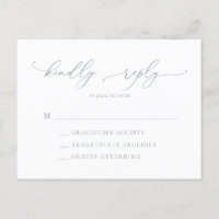 Dusty Blue Gray Minimalistisch Wedding RSVP Postca