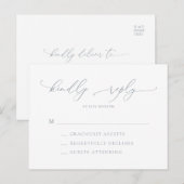 Dusty Blue Gray Minimalistisch Wedding RSVP Postca Postkarte (Vorne/Hinten)