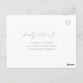 Dusty Blue Gray Minimalistisch Wedding RSVP Postca Postkarte (Rückseite)