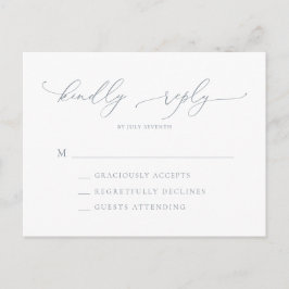 Dusty Blue Gray Minimalistisch Wedding RSVP Postca Postkarte