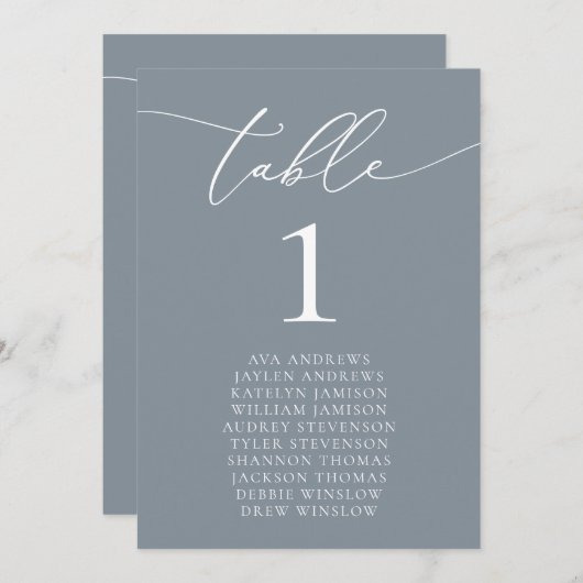 Dusty Blue Gray Minimalistisch Wedding Table Einladung (Vorne/Hinten)