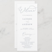 Dusty Blue Gray Minimalistische Hochzeit Programm (Vorne/Hinten)