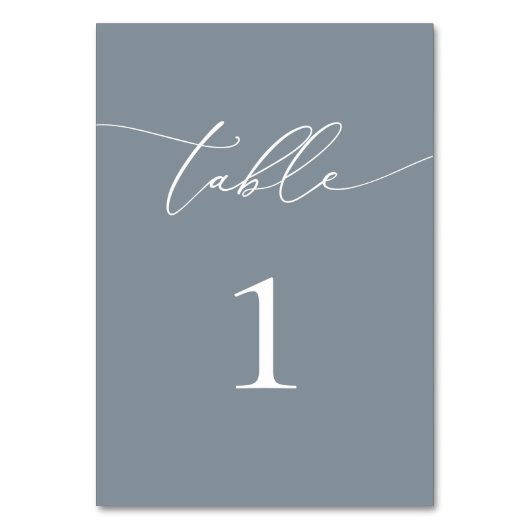 Dusty Blue Gray Minimalistische Tischnummer (Vorderseite)