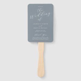 Dusty Blue Gray Modern Calligraphy Wedding Program Fächer
