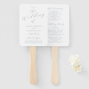 Dusty Blue Gray Modern Calligraphy Wedding Program Fächer