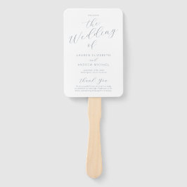 Dusty Blue Gray Modern Calligraphy Wedding Program Fächer