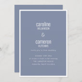 Dusty Blue Gray Modern Minimal Typography Wedding Einladung (Vorne/Hinten)