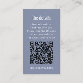 Dusty Blue Gray Modern Minimal Wedding Details QR  Begleitkarte