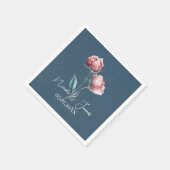 Dusty Blue Gray Modern Watercolor Floral Wedding Serviette (Ecke)