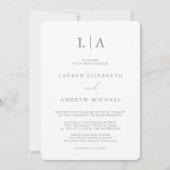 Dusty Blue Gray Monogram Simple Minimalistisch Wed Einladung (Vorderseite)