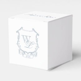Dusty Blue Gray Monogram Wappen Geschenkschachtel