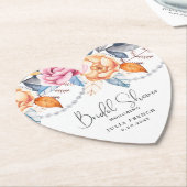 Dusty Blue Gray Orange Brautparty Herz Untersetzer (angewinkelt)