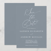 Dusty Blue Gray Save the Date Minimalistisch Einladung (Vorne/Hinten)