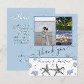 Dusty Blue Gray Starfish Muscheln 3 Foto Collage Dankeskarte (Vorne/Hinten)