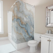 Dusty Blue Gray Tan Beige Abstrakt Duschvorhang (Beispiel)