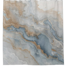 Dusty Blue Gray Tan Beige Abstrakt Duschvorhang