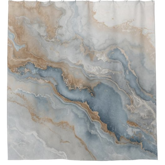 Dusty Blue Gray Tan Beige Abstrakt Duschvorhang (Vorderseite)