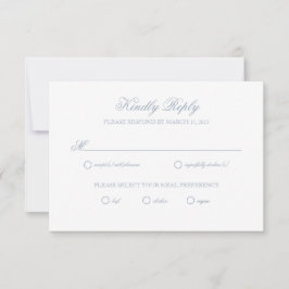 Dusty Blue Gray Wappen Wedding RSVP Card
