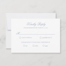 Dusty Blue Gray Wappen Wedding RSVP Card