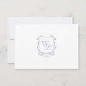 Dusty Blue Gray Wappen Wedding RSVP Card Karte (Rückseite)
