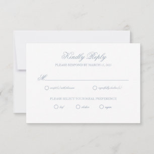 Dusty Blue Gray Wappen Wedding RSVP Card Karte