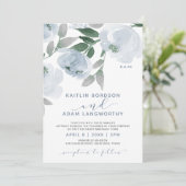 Dusty Blue Gray Watercolor Floral Wedding Einladung (Stehend Vorderseite)