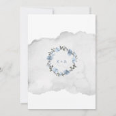 Dusty Blue Gray Watercolor Floral Wedding Einladung (Rückseite)