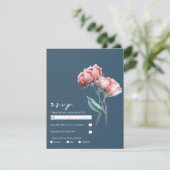 Dusty Blue Gray Watercolor Floral Wedding RSVP Einladung (Stehend Vorderseite)