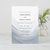 Dusty Blue Gray Watercolor Wave Wedding Einladung (Stehend Vorderseite)