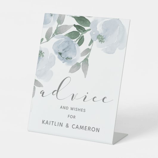 Dusty Blue & Gray Wedding Watercolor Bridal Ratsch Sockelschild (Vorderseite)